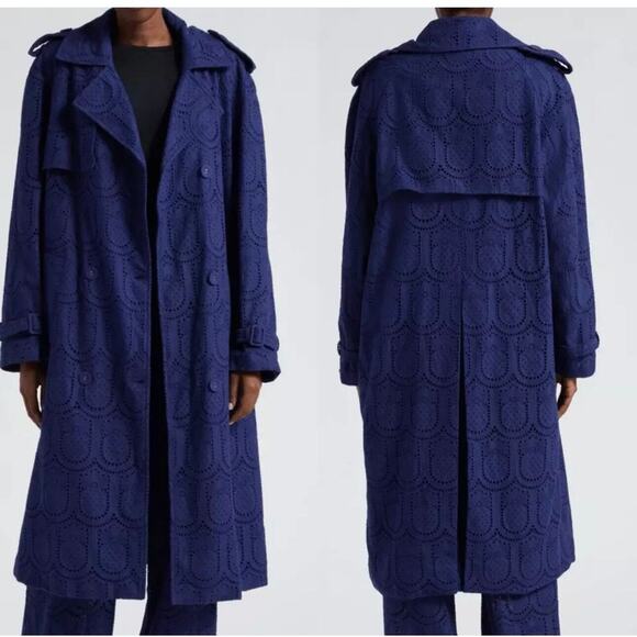 FARM Rio Blue Eyelet Coat - Picture 2 of 9